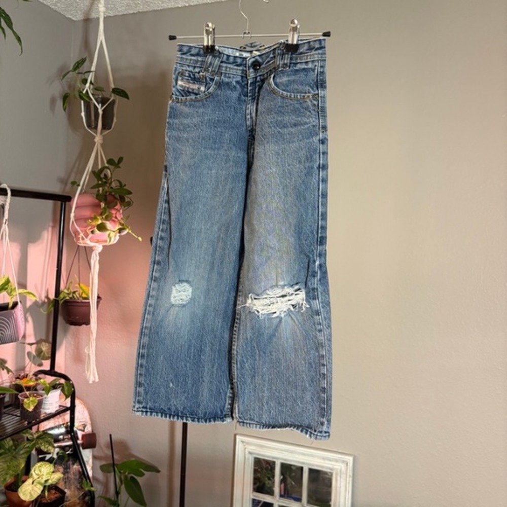 Paco‎ Jeans Relaxed Fit Kids Size 5 Blue Distressed Wide Leg Baggy Skate Pants
